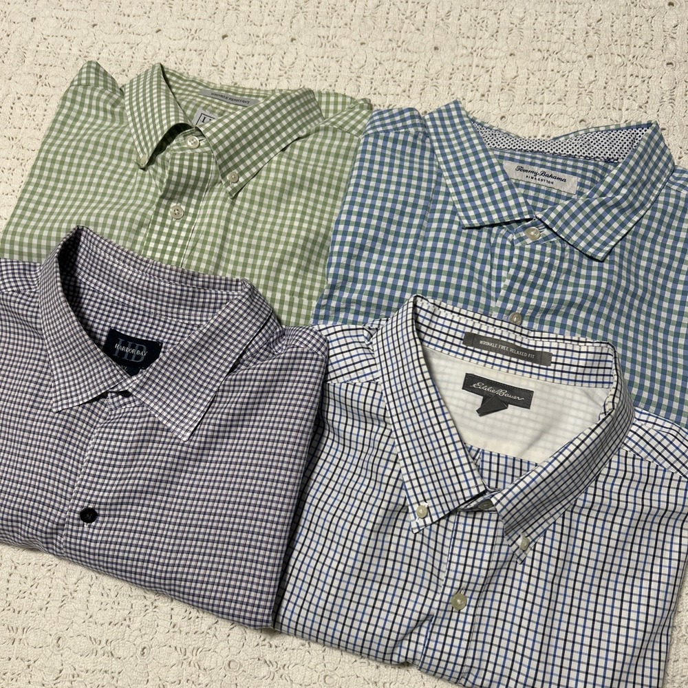 Lot Of 4 Men's Short Sleeve Button-Up Shirts, 3XLT, Eddie Bauer, Tommy Bahama